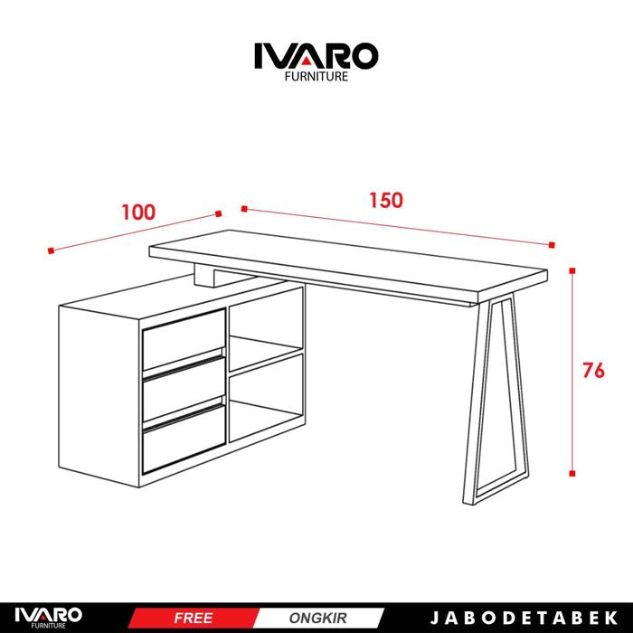 Ivaro Demmy Meja Kerja/Meja Kantor /Office Table/ Meja Minimalis/Meja Belajar