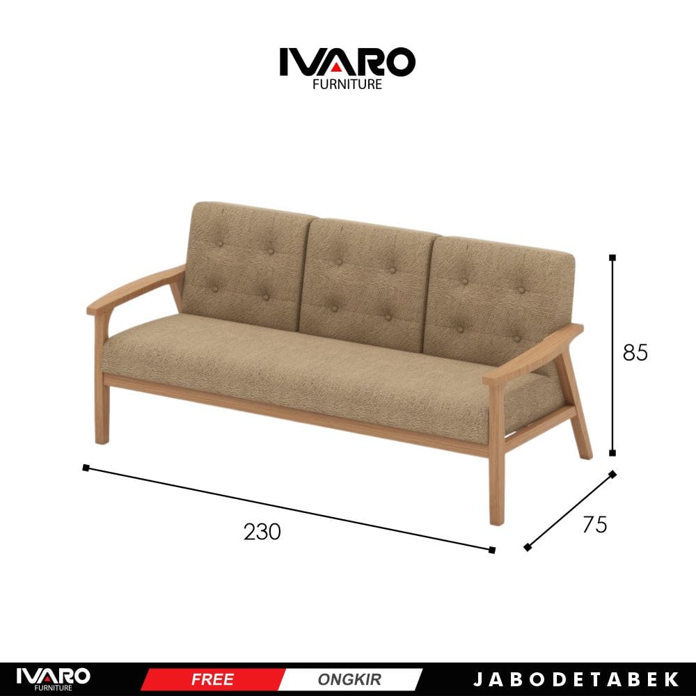 Kursi Kayu Solid / Sofa Ruang Tamu / Kursi Minimalis Deyri Ivaro