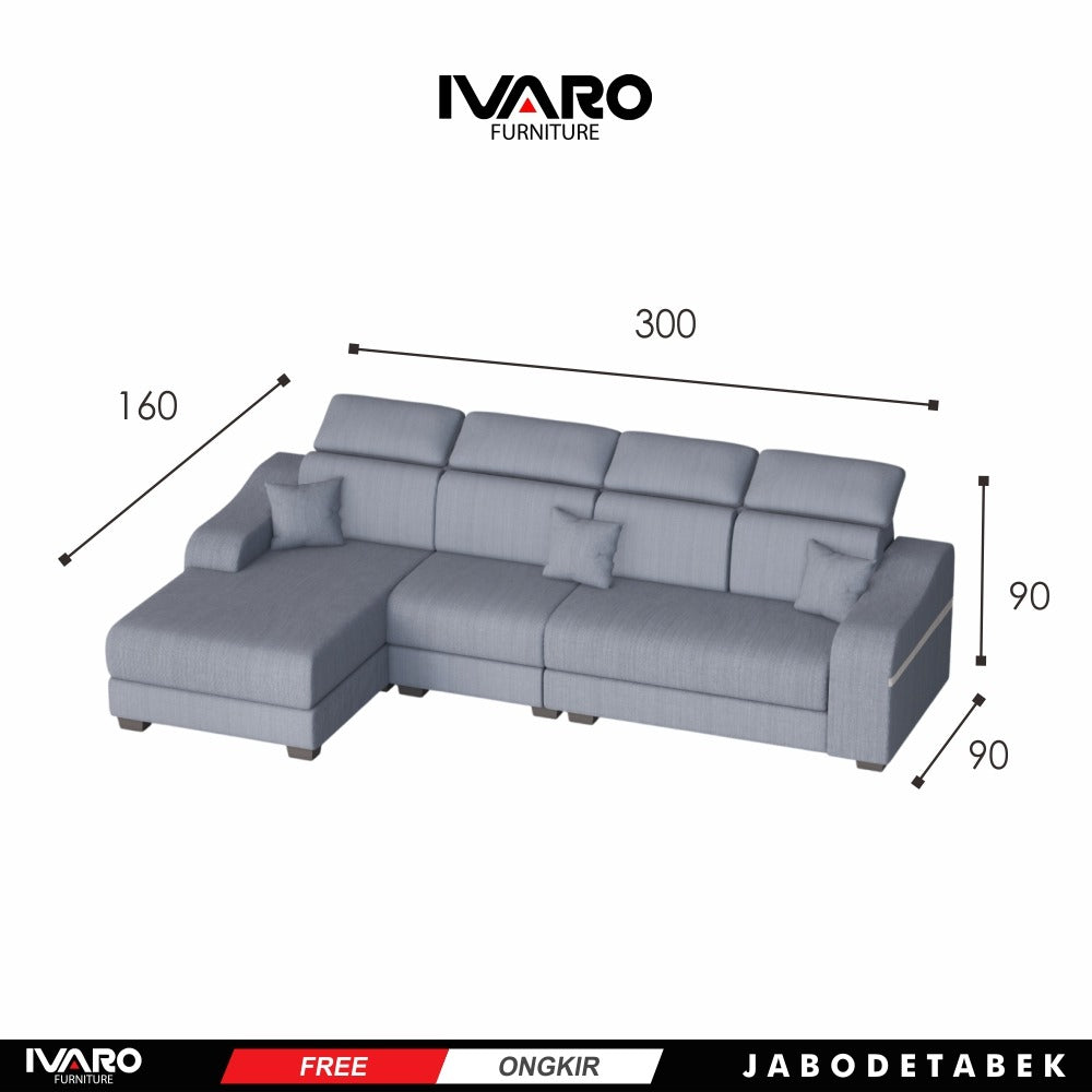 Ivaro Sofa L /Sofa Sudut/Sofa L Minimalis/Kursi L /Sofa Tamu Afsara Ivaro Furniture