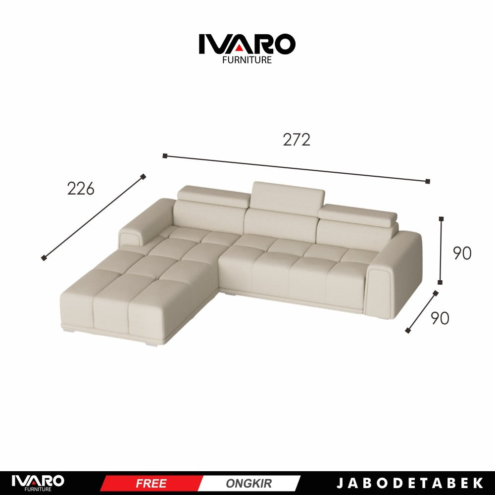 Ivaro Aurora Sofa L /Sofa Sudut/Sofa L Minimalis/Kursi L /Sofa Tamu
