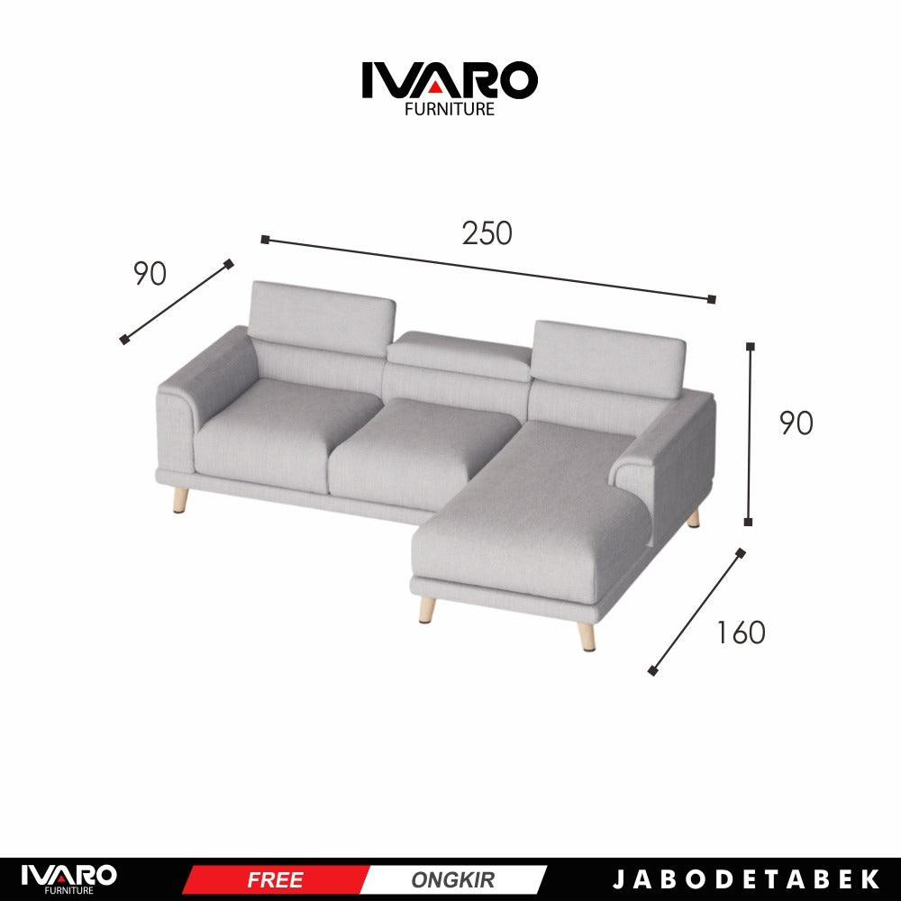 Ivaro Lovia Sofa L /Sofa Sudut/Sofa L Minimalis/Kursi L /Sofa Tamu