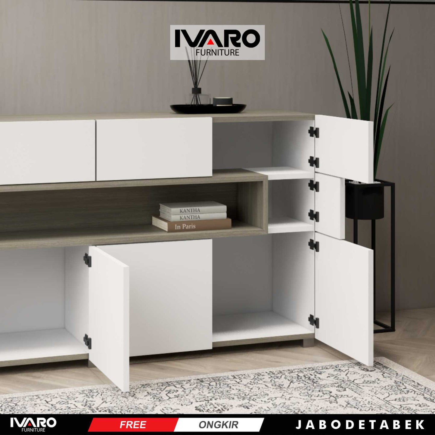 Ivaro Bianca Drawer /Rak Serbaguna /Laci Penyimpanan/ Lemari Minimalis