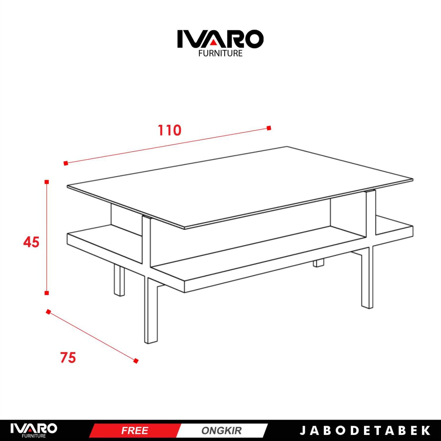 Ivaro Theo Coffe Table/ Meja Tamu/ Meja Sudut Minimalis