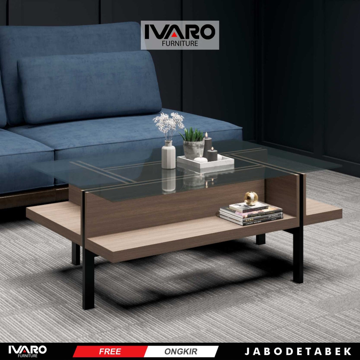 Ivaro Theo Coffe Table/ Meja Tamu/ Meja Sudut Minimalis