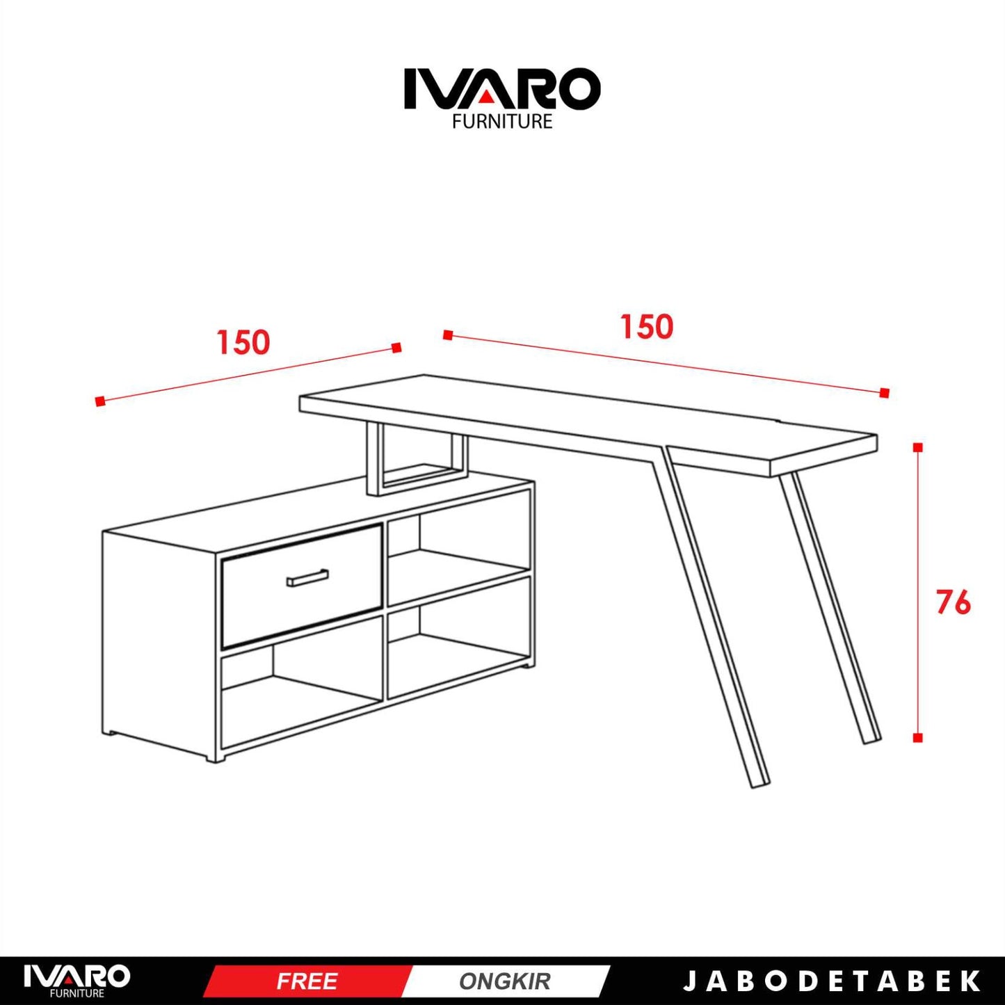 Ivaro Medira Meja Kerja / Office Table / Meja Minimalis