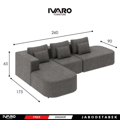 Sofa L /Sofa Sudut/Sofa L Minimalis/Kursi L /Sofa Tamu ASLEY IVARO - Sofa L - SOFA L