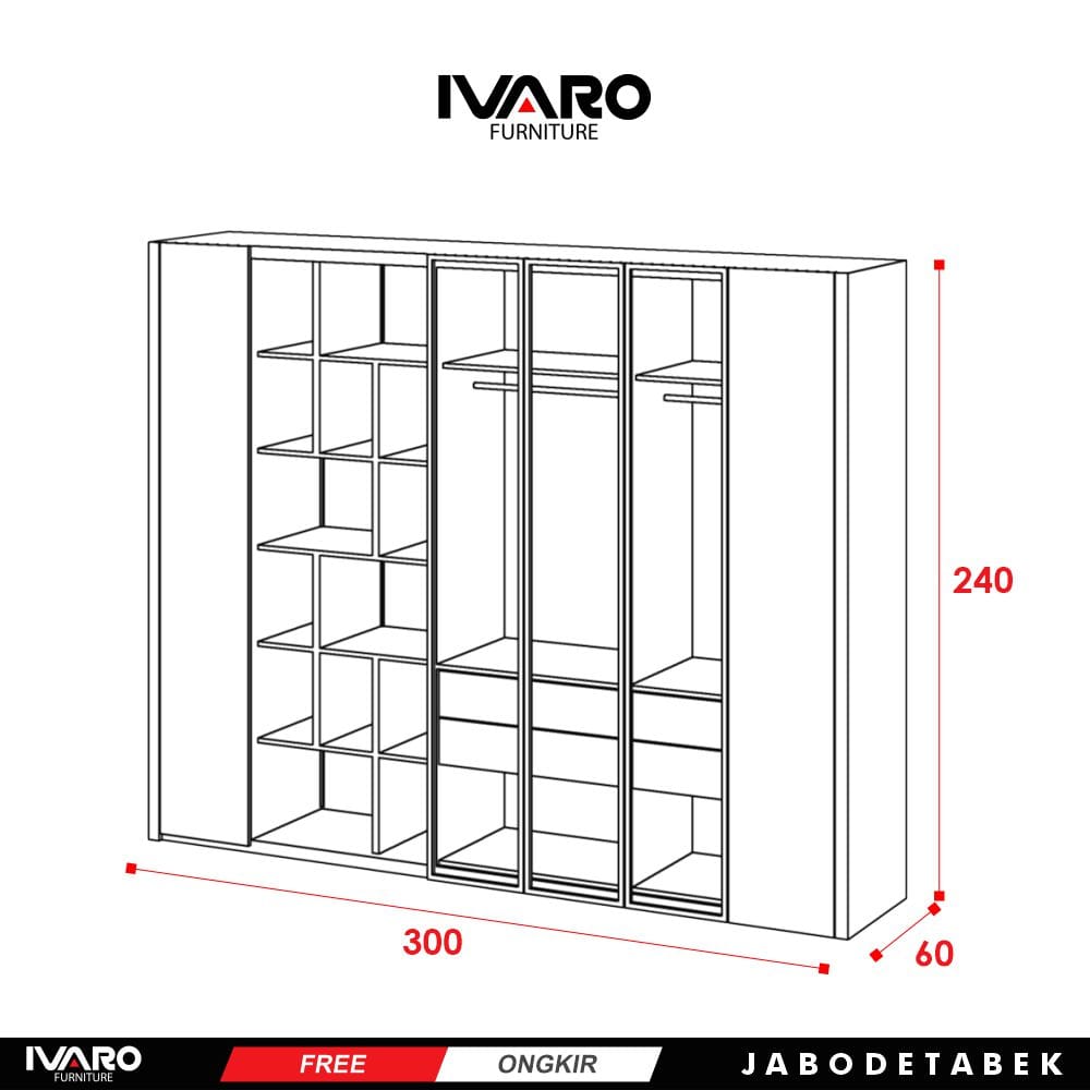Lemari pakaian /Kabinet/Lemari Penyimpanan/Wardrobe/Lemari Kamar Swan Ivaro