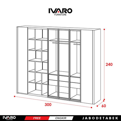 Lemari pakaian /Kabinet/Lemari Penyimpanan/Wardrobe/Lemari Kamar Swan Ivaro