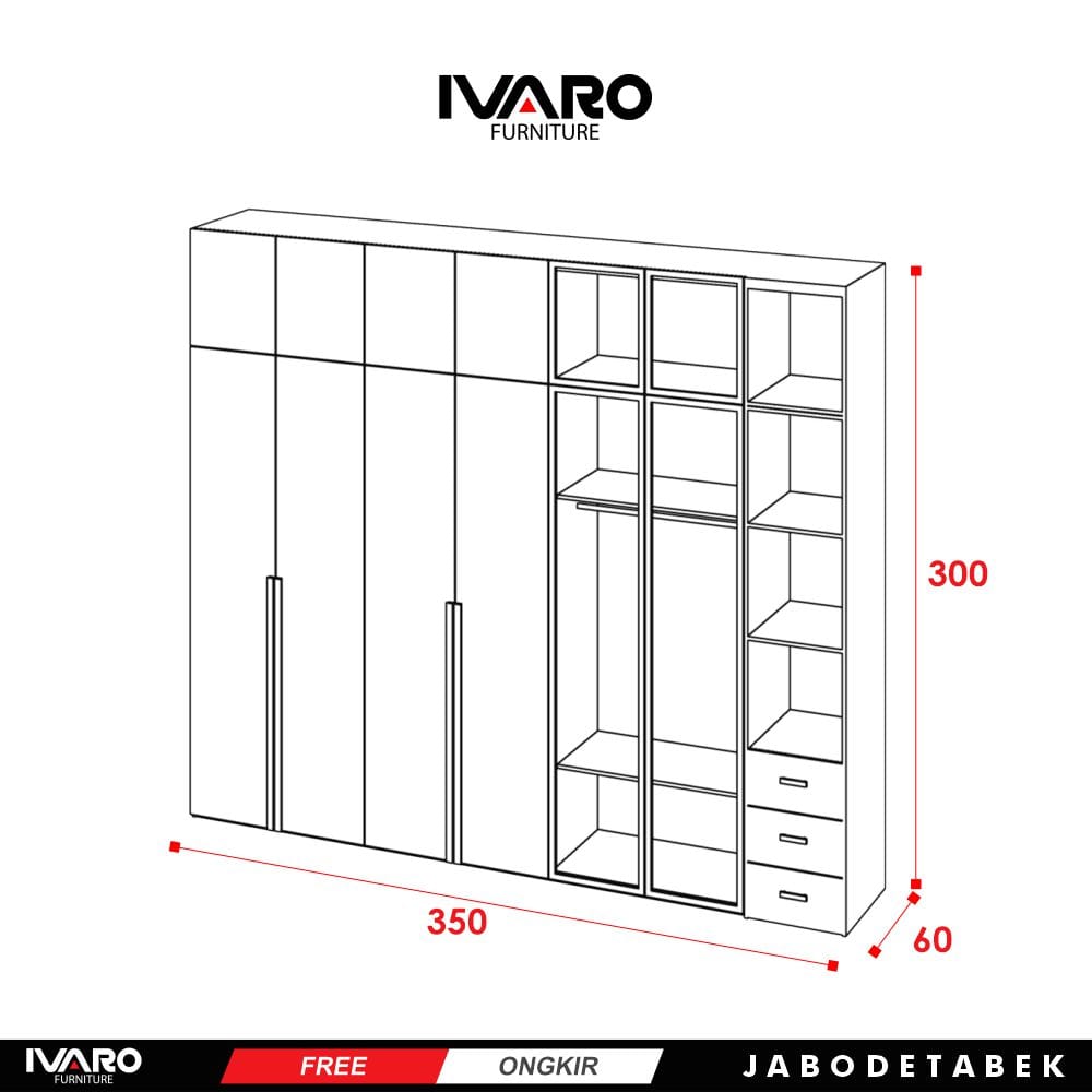 Lemari pakaian /Kabinet/Lemari Penyimpanan/Nakas/Lemari Kamar Renia Ivaro