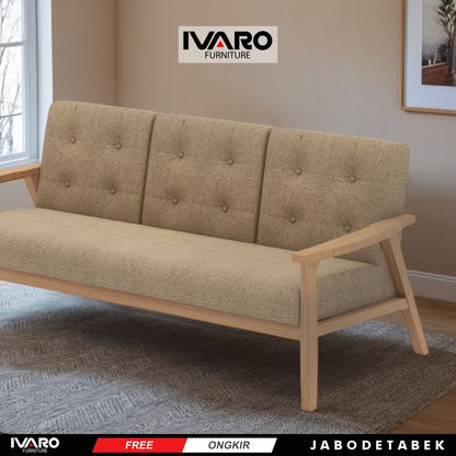 Kursi Kayu Solid / Sofa Ruang Tamu / Kursi Minimalis Deyri Ivaro