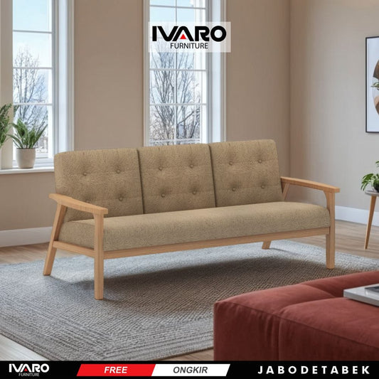 Kursi Kayu Solid / Sofa Ruang Tamu / Kursi Minimalis Deyri Ivaro