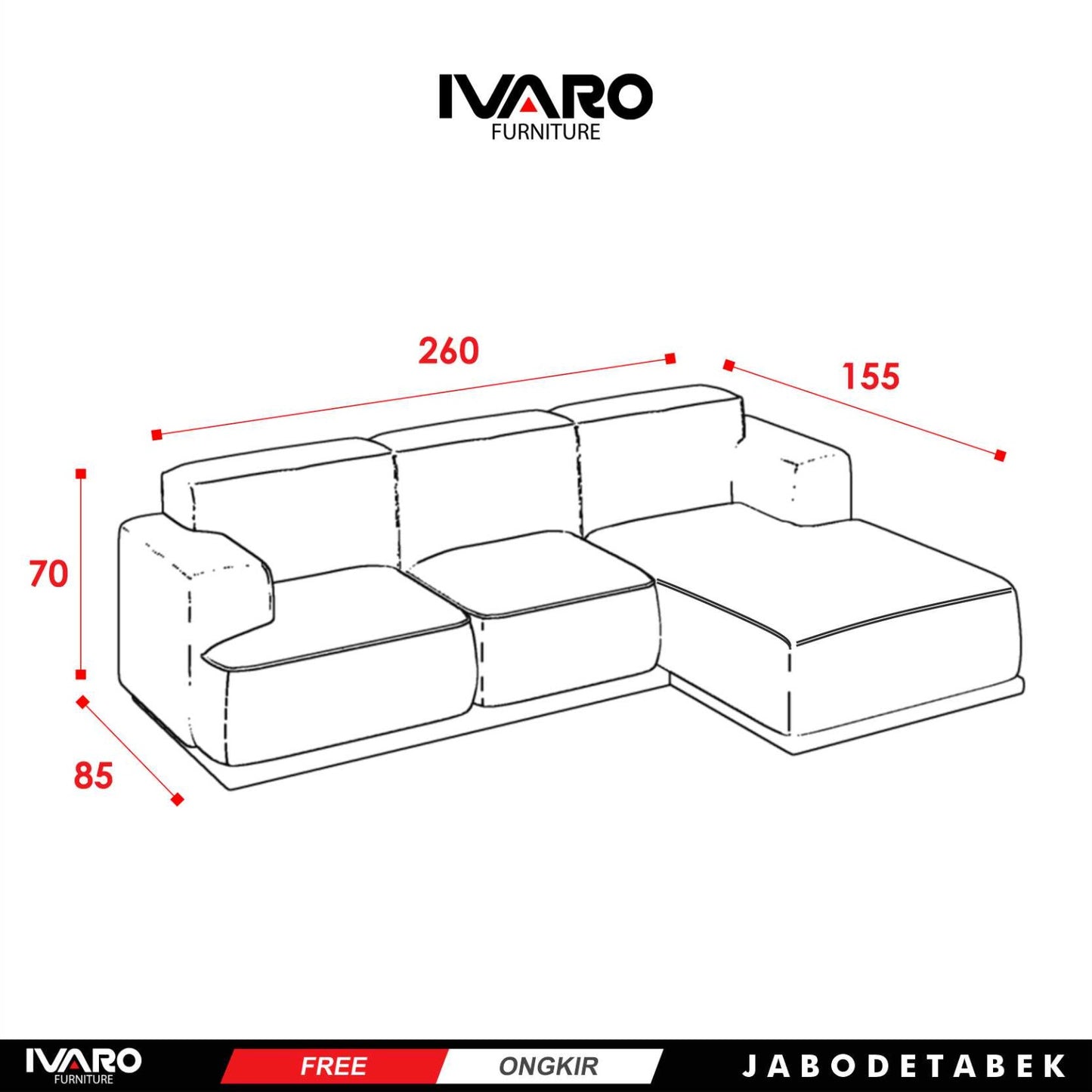 Ivaro Rebecca Sofa L /Sofa Sudut/Sofa L Minimalis/Kursi L /Sofa Tamu