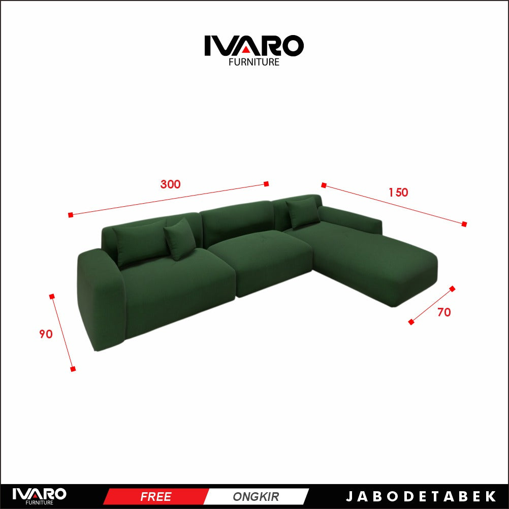 Ivaro Kathleen Sofa L /Sofa Sudut/Sofa L Minimalis/Kursi L /Sofa Tamu