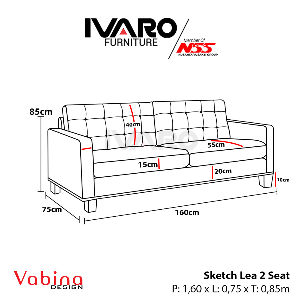 Sofa 2 Seater / Kursi Minimalis / Sofa Ruang Tamu LEA IVARO