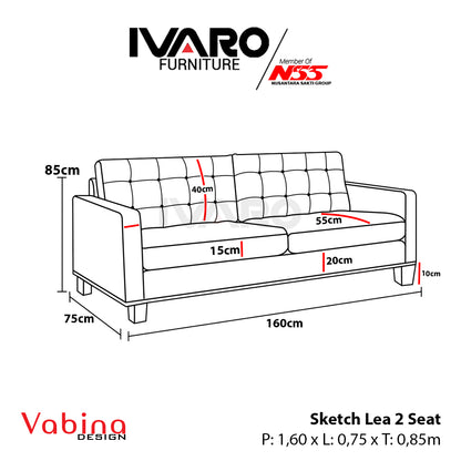 Sofa 2 Seater / Kursi Minimalis / Sofa Ruang Tamu LEA IVARO