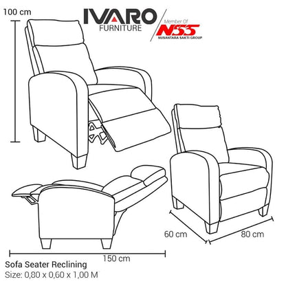 Sofa 1 Seater / Kursi Minimalis / Sofa Ruang Tamu RECLINING IVARO